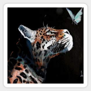 A Jaguar and a Butterfly Sticker